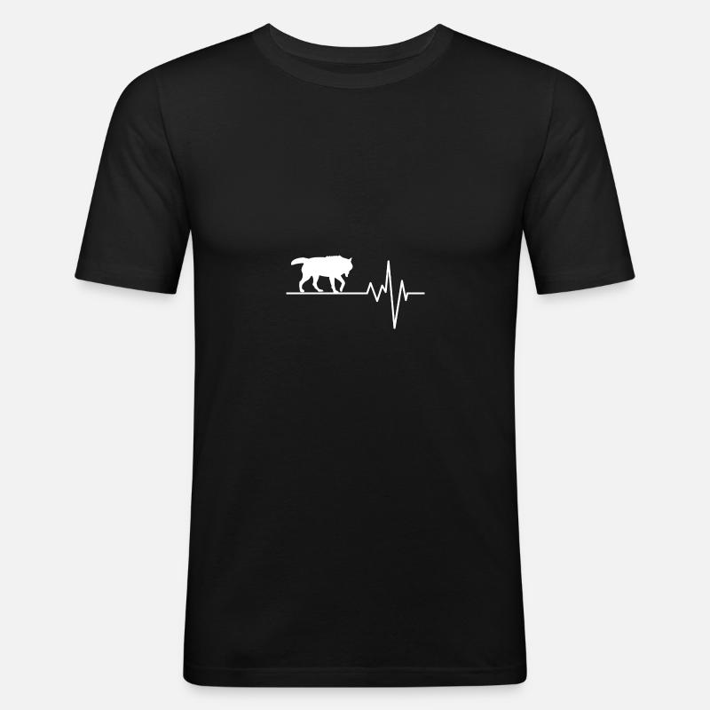 Wolf - Männer Slim Fit T-Shirt - Schwarz