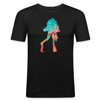 Tiefseetaucher und Taucher PopArt - Männer Slim Fit T-Shirt - Schwarz - Vorne - Nik (191cm)
