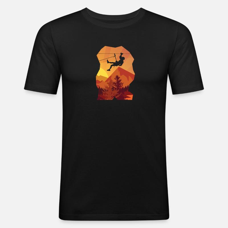 Hängender Kletterer - Männer Slim Fit T-Shirt - Schwarz