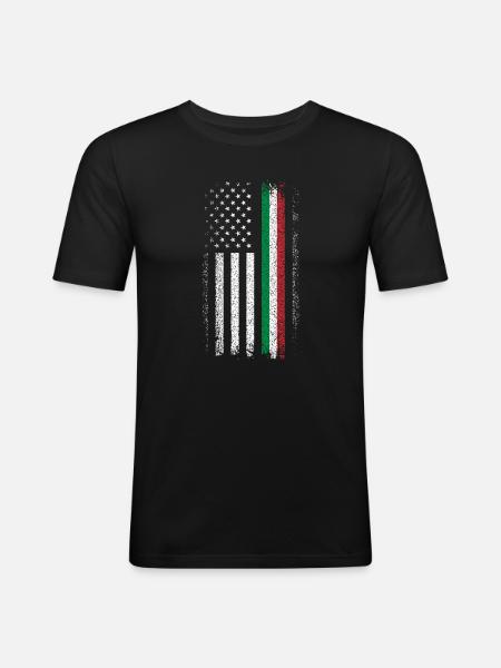 Flag Fusion: US Stars & Italian Stripes - Men's Slim Fit T-Shirt - black
