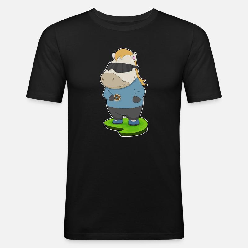 Pferd Donut - Männer Slim Fit T-Shirt - Schwarz
