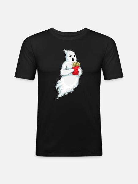 Ghost Halloween french fries - Men's Slim Fit T-Shirt - black