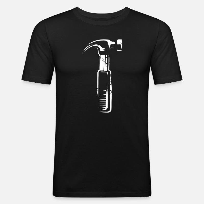 Hammer mit Scratch Effekt - Werkzeuge Handwerker - Männer Slim Fit T-Shirt - Schwarz