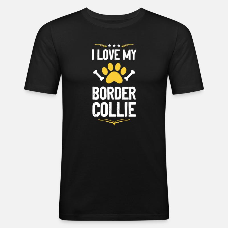 Ich liebe meinen Border Collie - Männer Slim Fit T-Shirt - Schwarz