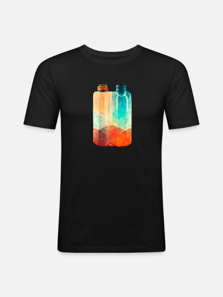 Two drinking bottles Retro - Men's Slim Fit T-Shirt - black