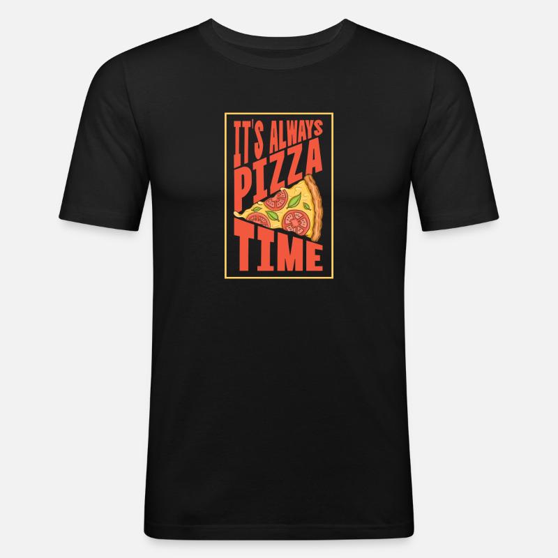 It's always Pizza time - Männer Slim Fit T-Shirt - Schwarz
