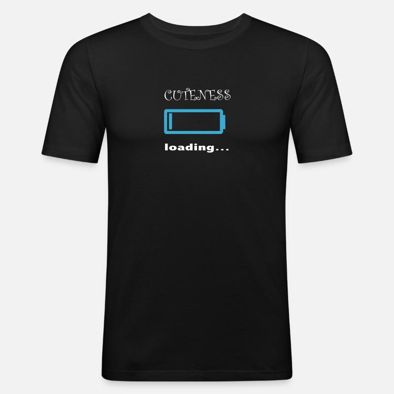 Cuteness loading...II - Männer Slim Fit T-Shirt - Schwarz