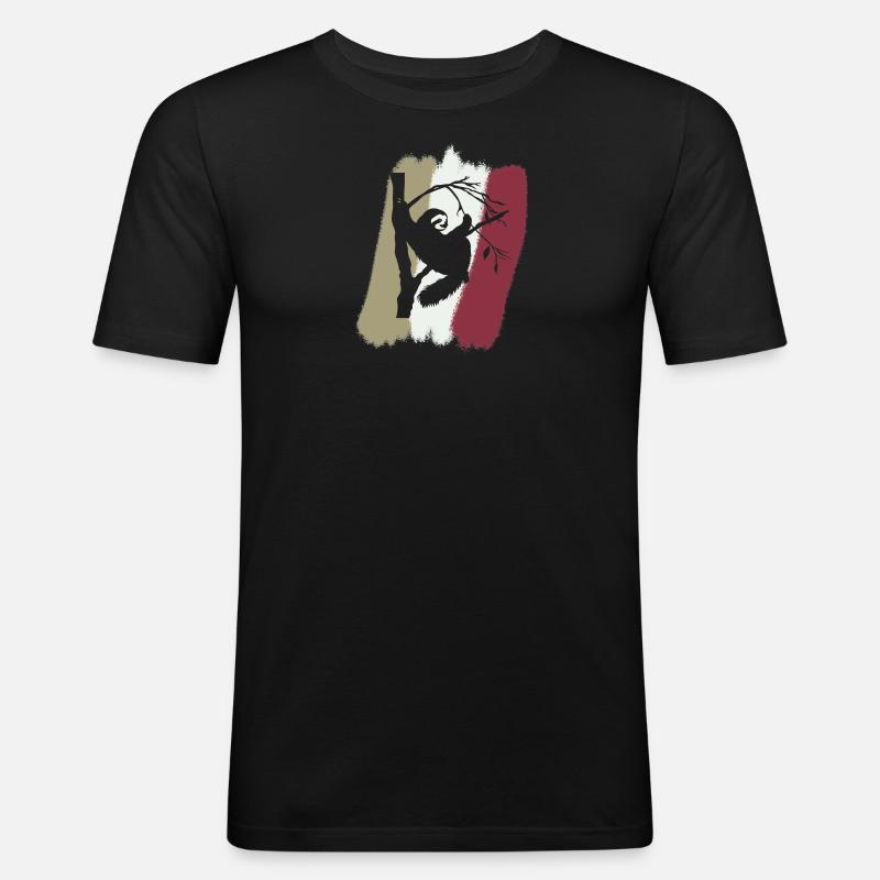 Faultier Chill - Männer Slim Fit T-Shirt - Schwarz