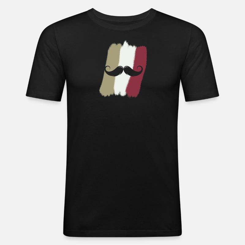 Schnurrbart Bart Baertig - Männer Slim Fit T-Shirt - Schwarz