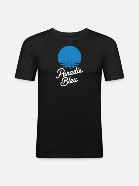 Paradis bleu - T-shirt près du corps Homme - noir