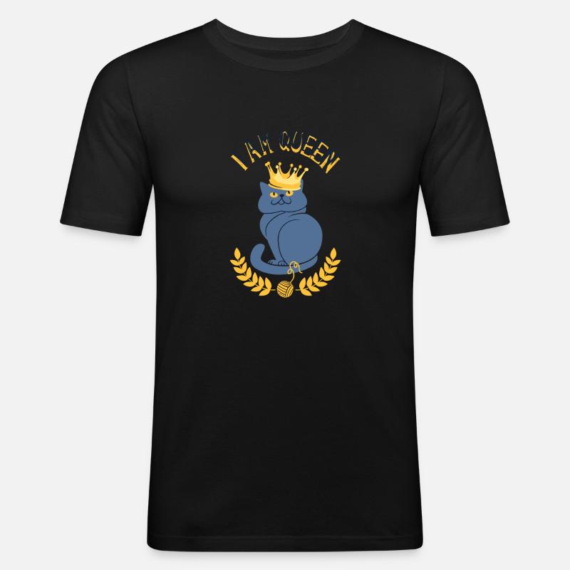 Katze - Männer Slim Fit T-Shirt - Schwarz