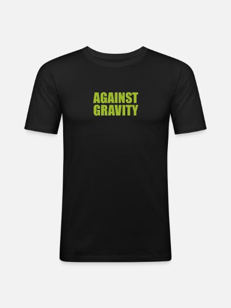 AGAINST GRAVITY - Männer Slim Fit T-Shirt - Schwarz