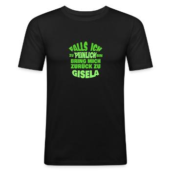 Jungesellenabschied Gisela - Männer Slim Fit T-Shirt - Schwarz - Vorne - Nik (191cm)