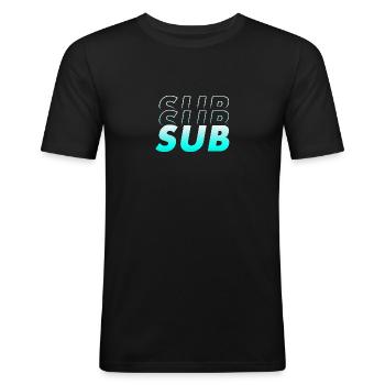 SUB - devot - leutend blau Verlaufseffekt - Männer Slim Fit T-Shirt - Schwarz - Vorne - Nik (191cm)