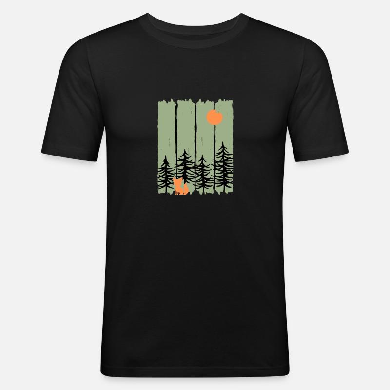 Fox Forest - Männer Slim Fit T-Shirt - Schwarz