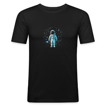 Astronaut - Männer Slim Fit T-Shirt - Schwarz - Vorne - Nik (191cm)