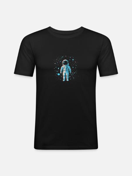 Astronaut - Männer Slim Fit T-Shirt - Schwarz