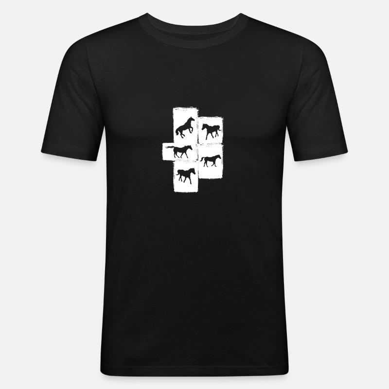 Reiten Pferd - Männer Slim Fit T-Shirt - Schwarz