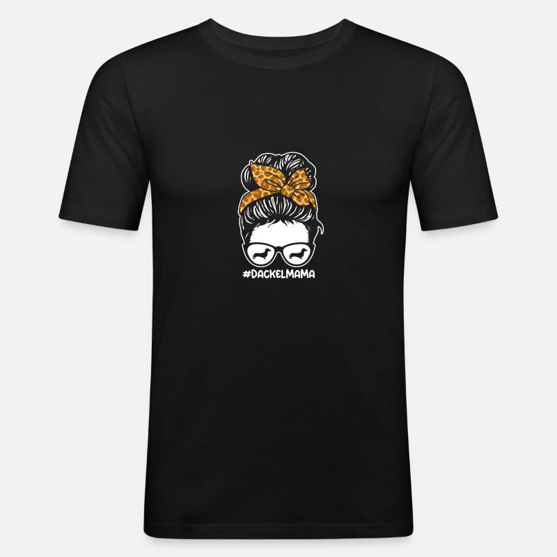 Mama Mutter Hund Dackel - Männer Slim Fit T-Shirt - Schwarz