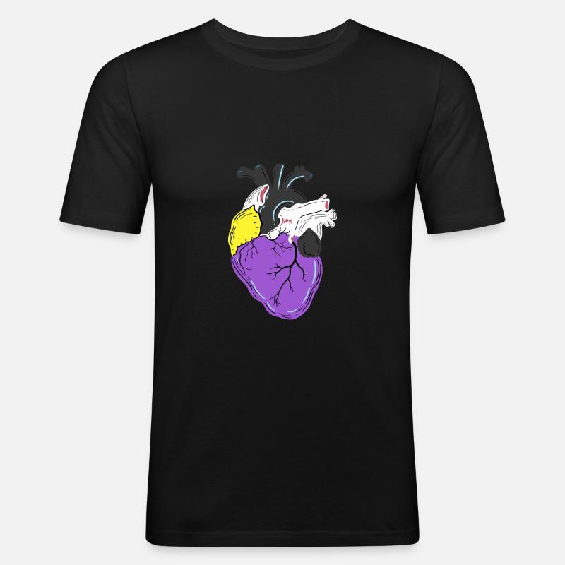 Nonbinary Pride Heart Nonbinary Pride - Men's Slim Fit T-Shirt - black