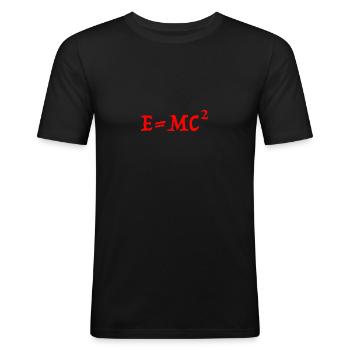 E=MC2 - Männer Slim Fit T-Shirt - Schwarz - Vorne - Nik (191cm)