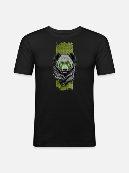 Tranquil Jade: Gentle Green-Eyed Panda - Men's Slim Fit T-Shirt - black