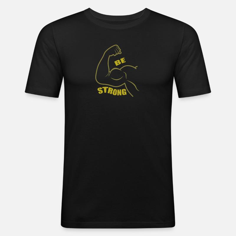 Be Strong, Flexing Biceps - Men's Slim Fit T-Shirt - black
