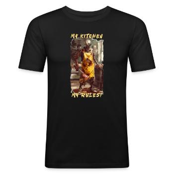 Ma cuisine Mes règles Zombie Cook - T-shirt près du corps Homme - noir - Devant - Nik (191cm)