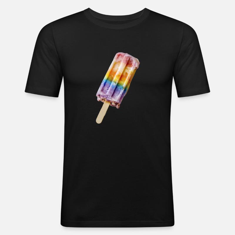 Eis am Stil Regenbogen - Männer Slim Fit T-Shirt - Schwarz