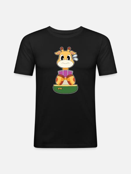 Giraffe Poker Poker Cards - Men's Slim Fit T-Shirt - black