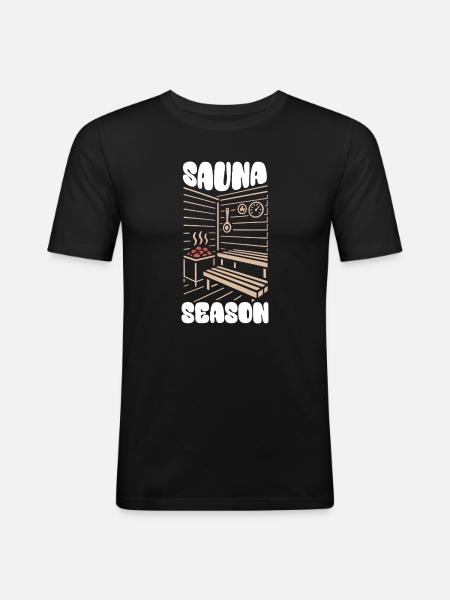 Sauna Season - Sauna - Saying - Men's Slim Fit T-Shirt - black