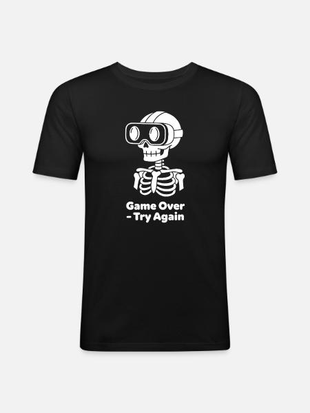 GameOver Skeleton VR Motif - Men's Slim Fit T-Shirt - black