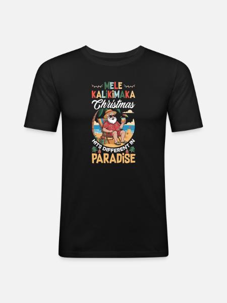 Mele Kalikimaka Hawaiian Christmas - Men's Slim Fit T-Shirt - black