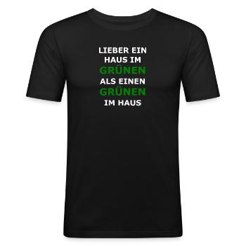 Die Grünen Partei Baerbock Habeck Politik Spruch - Männer Slim Fit T-Shirt - Schwarz - Vorne - Nik (191cm)