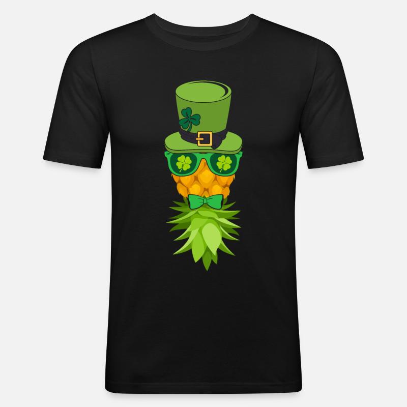 Trèfle d’ananas Saint-Patrick - T-shirt près du corps Homme - noir