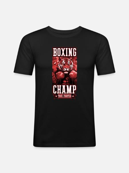 Tiger Boxer Fighter Boxing Champ - Men's Slim Fit T-Shirt - black