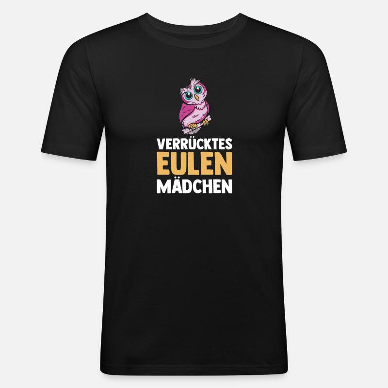 Eulen - Männer Slim Fit T-Shirt - Schwarz