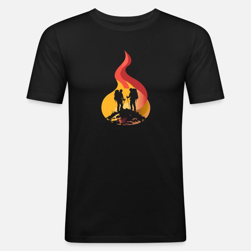Wanderer Trekking Gipfel - Männer Slim Fit T-Shirt - Schwarz