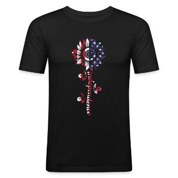 Sunflower Independence Day 4 juillet Amérique - T-shirt près du corps Homme - noir - Devant - Nik (191cm)