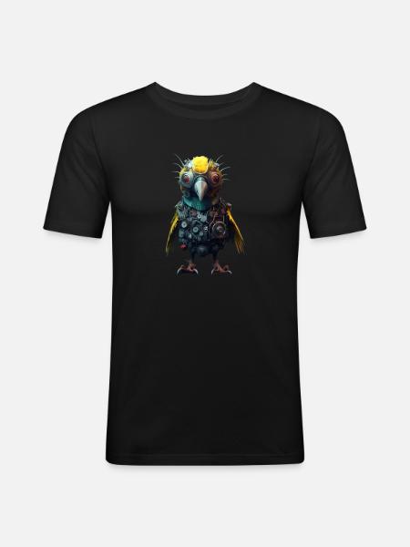 Süsser Steampunk Vogel - Männer Slim Fit T-Shirt - Schwarz