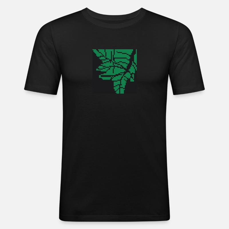 Blatt pixel Art - Männer Slim Fit T-Shirt - Schwarz