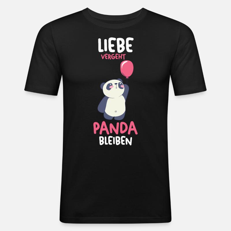 Panda - Männer Slim Fit T-Shirt - Schwarz