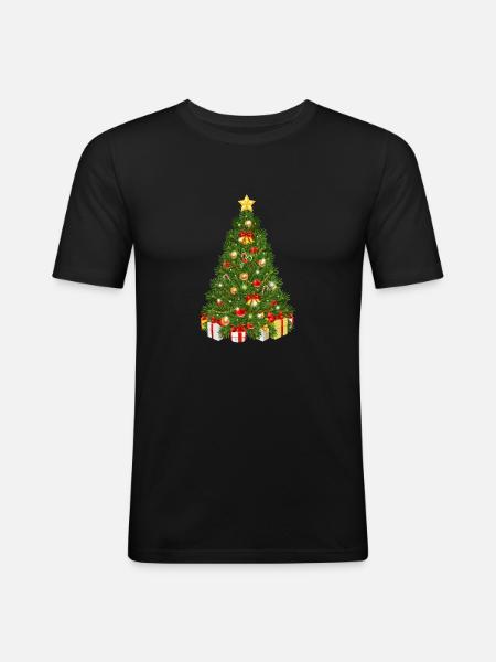 Weihnachtsbaum - Männer Slim Fit T-Shirt - Schwarz