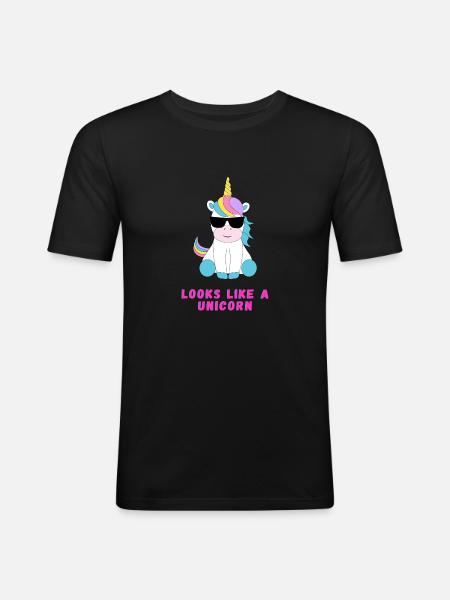 Einhorn - Männer Slim Fit T-Shirt - Schwarz