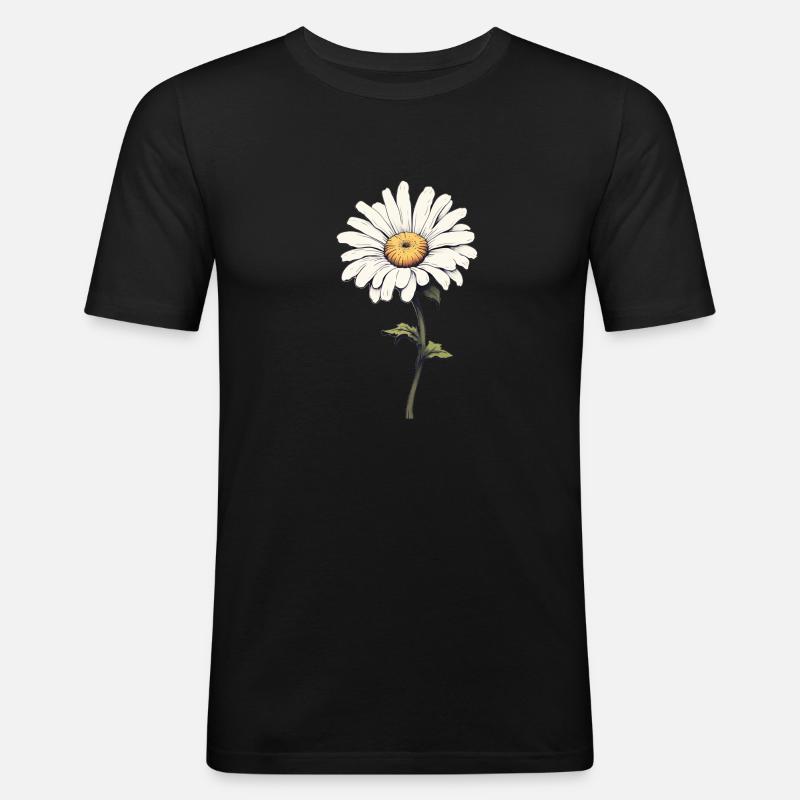 Gänseblümchen - Er liebt mich! - Männer Slim Fit T-Shirt - Schwarz