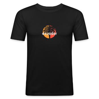 Equateur Artistic Vacances Souvenir Palmier - T-shirt près du corps Homme - noir - Devant - Nik (191cm)
