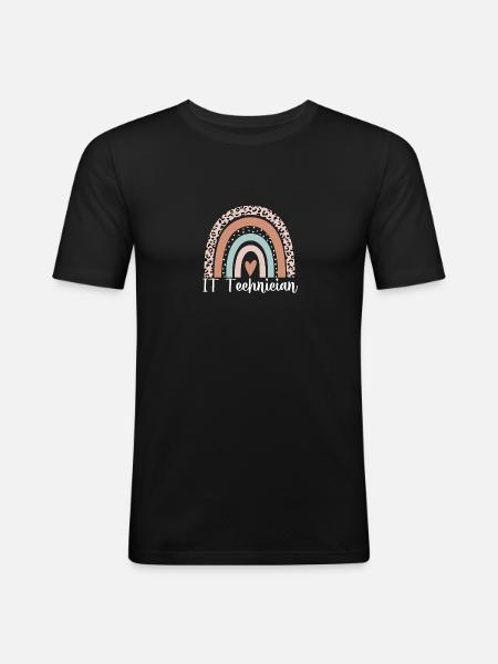 IT-Techniker Rainbow Leopard Lustiger IT-Techniker - Männer Slim Fit T-Shirt - Schwarz