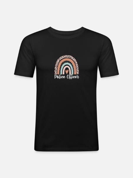 Politibetjent Rainbow Leopard Morsomt - Slim Fit T-skjorte for menn - svart