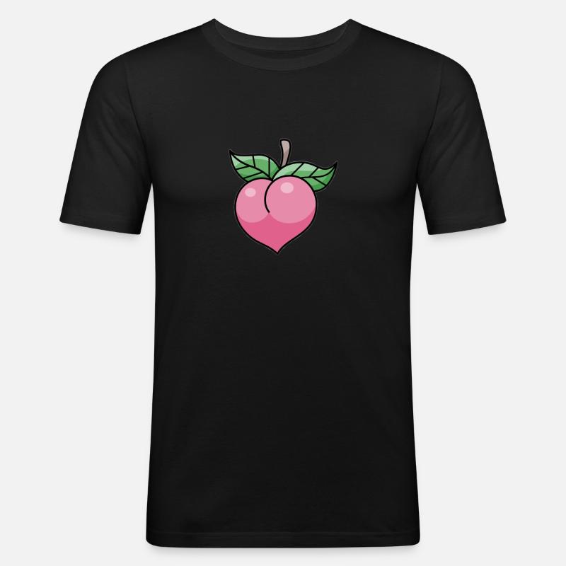 Pinker Pfirsich - Männer Slim Fit T-Shirt - Schwarz