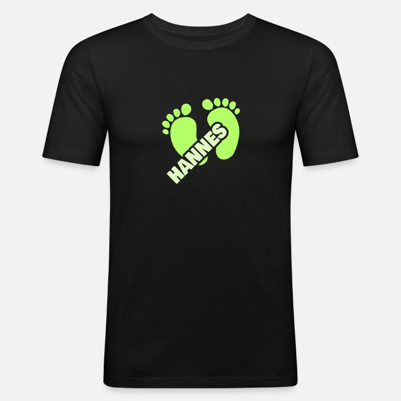 Hannes als Geburt - Männer Slim Fit T-Shirt - Schwarz